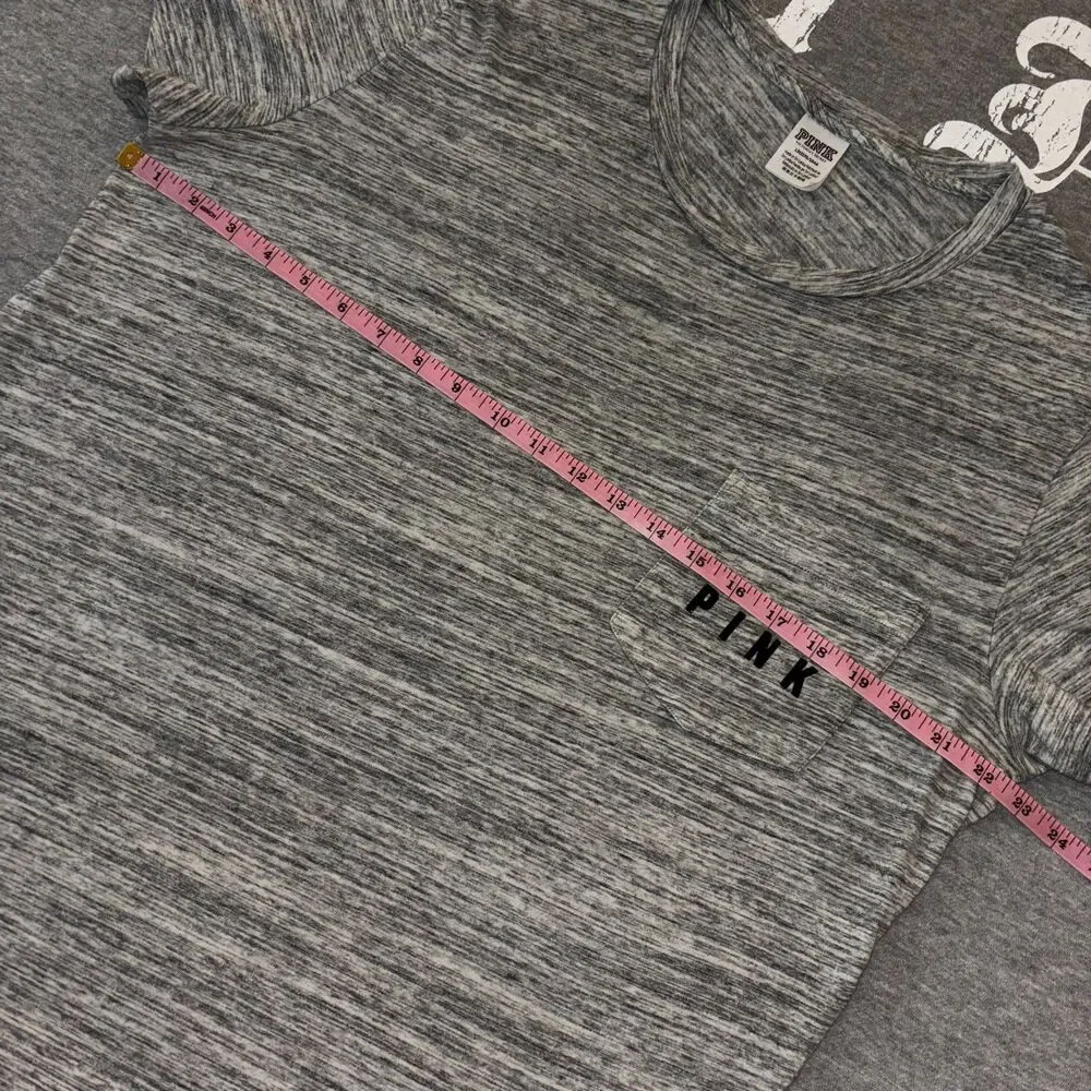 Victoria’s Secret PINK Checker Sequin Bling Gray Short Sleeve Tee Shirt - LG - Picture 9 of 9